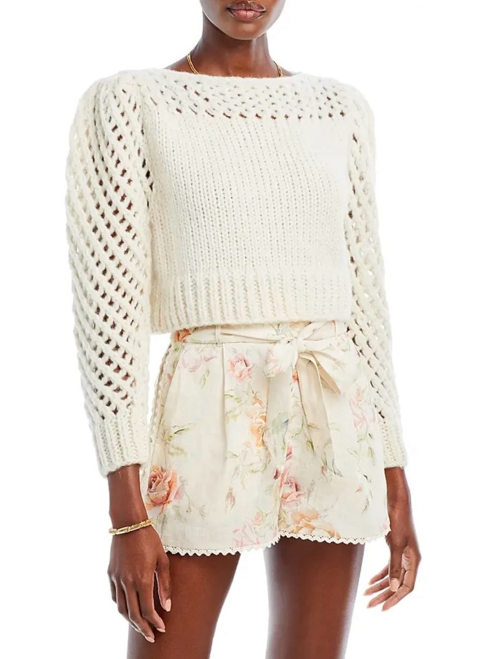 LOVESHACKFANCY Larson Crop Pullover Sweater Alpaca Wool Blend